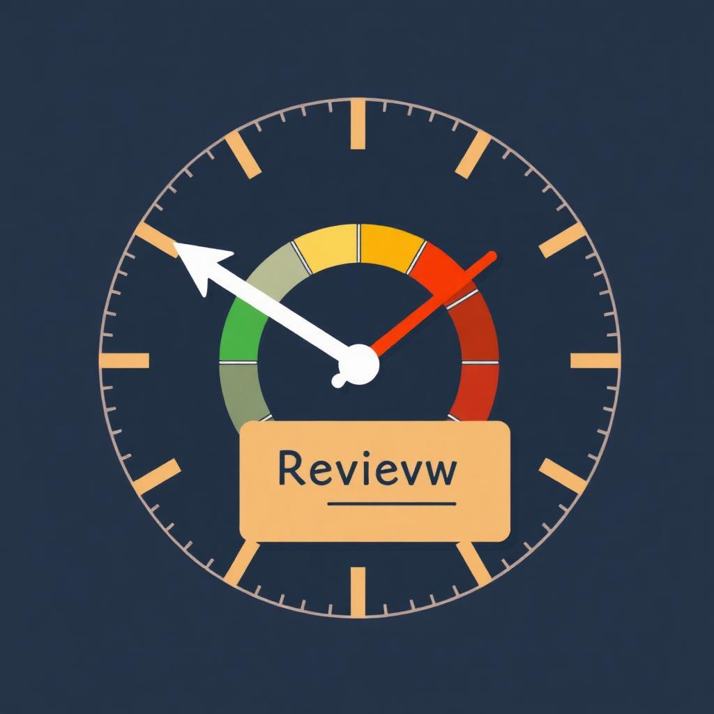 Editorial illustration of a clock face merged with a review card showing colored time bands